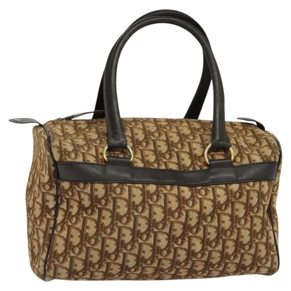DIOR Trotter Canvas Boston Bag Brown Gold - Picture 1 of 12